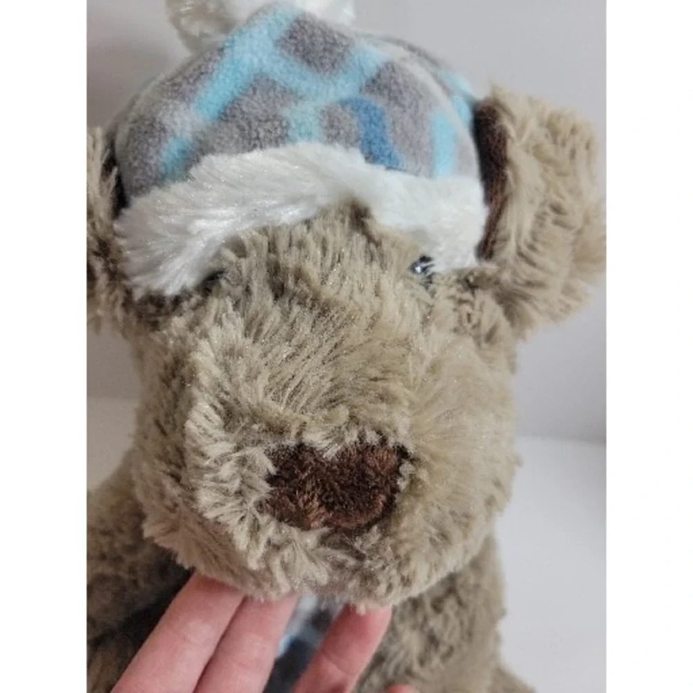Gentle Treasures Teddy Bear Plush Winter Hat Scarf Stuffed Animal Brown Blue